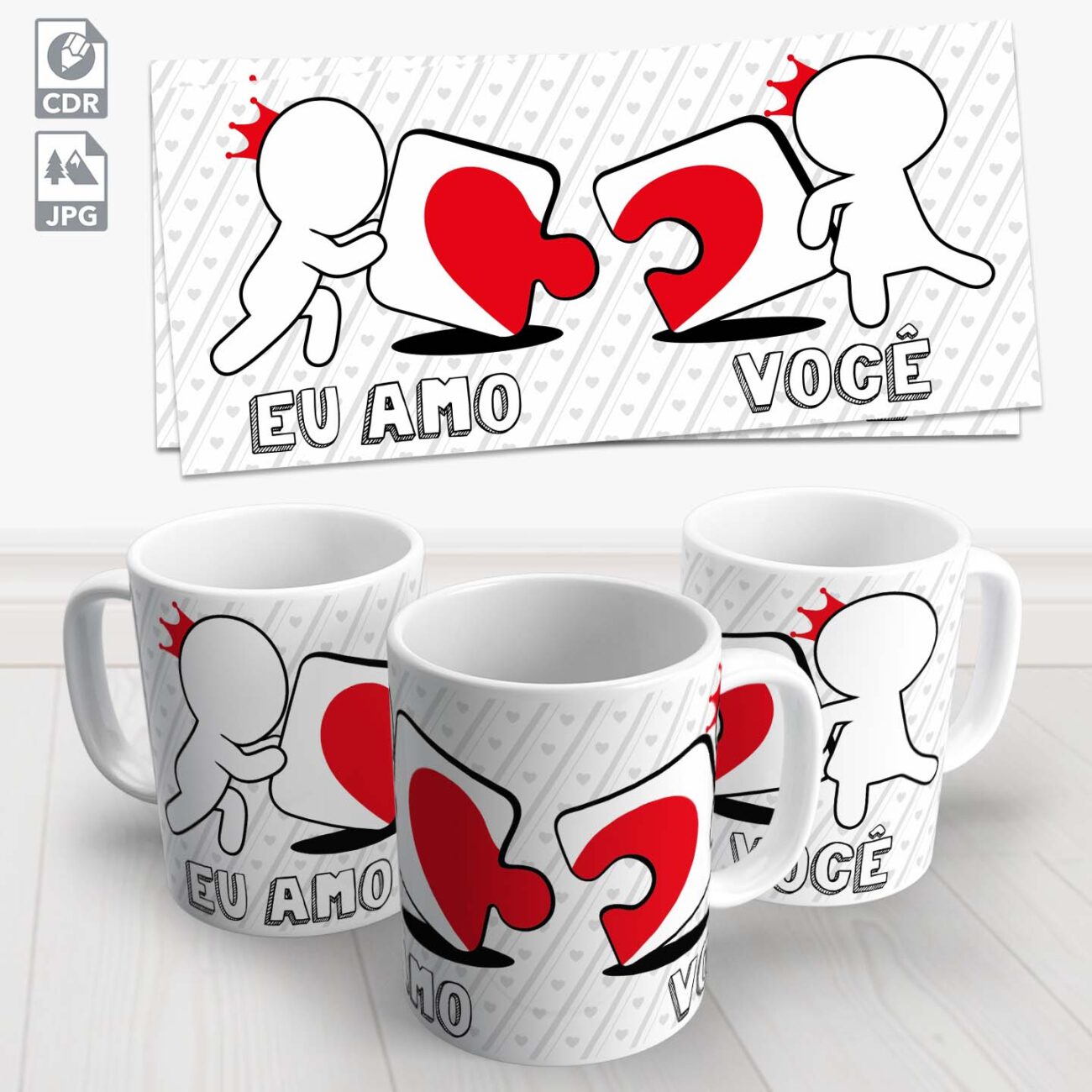 Arte caneca dia dos namorados eu amo voce