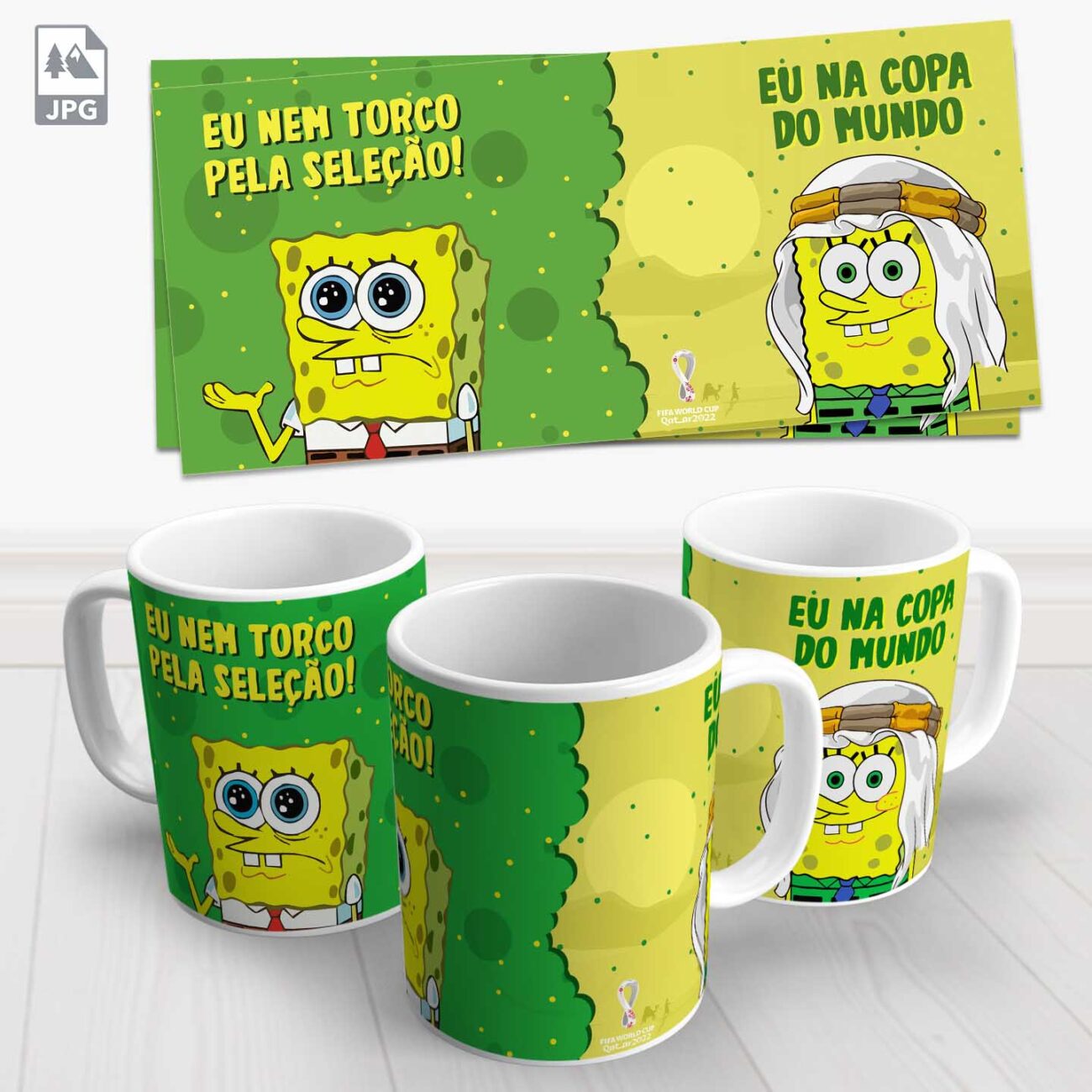 caneca bob esponja qatar brasil copa