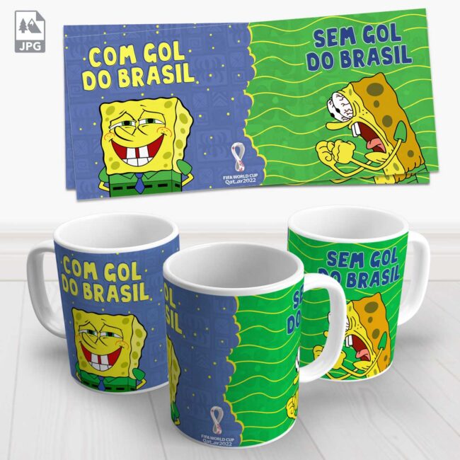 caneca brasil hexa bob esponja