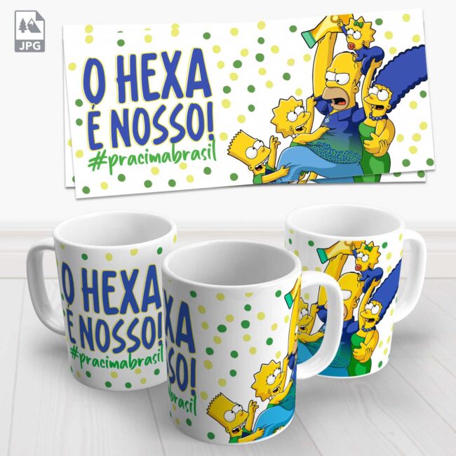 caneca brasil hexa os simpsons