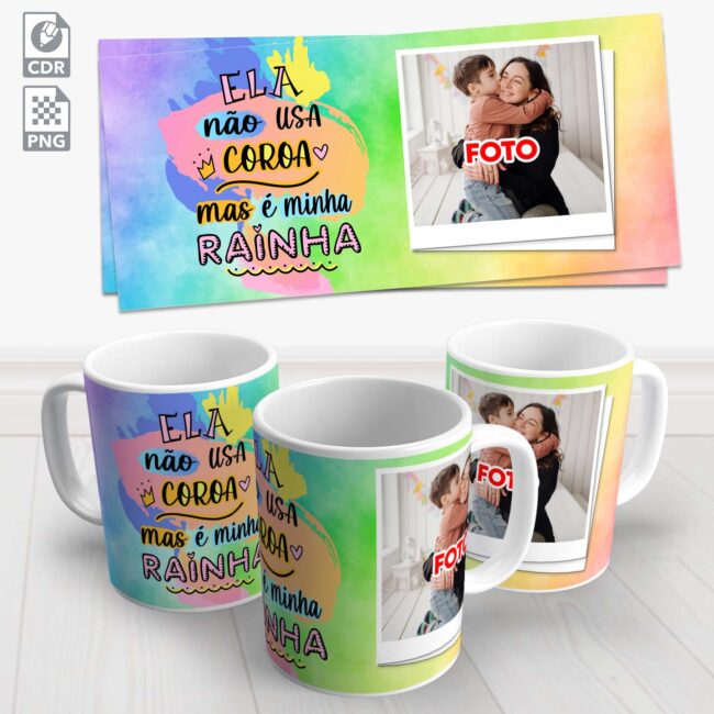 caneca dia das maes miha rainha