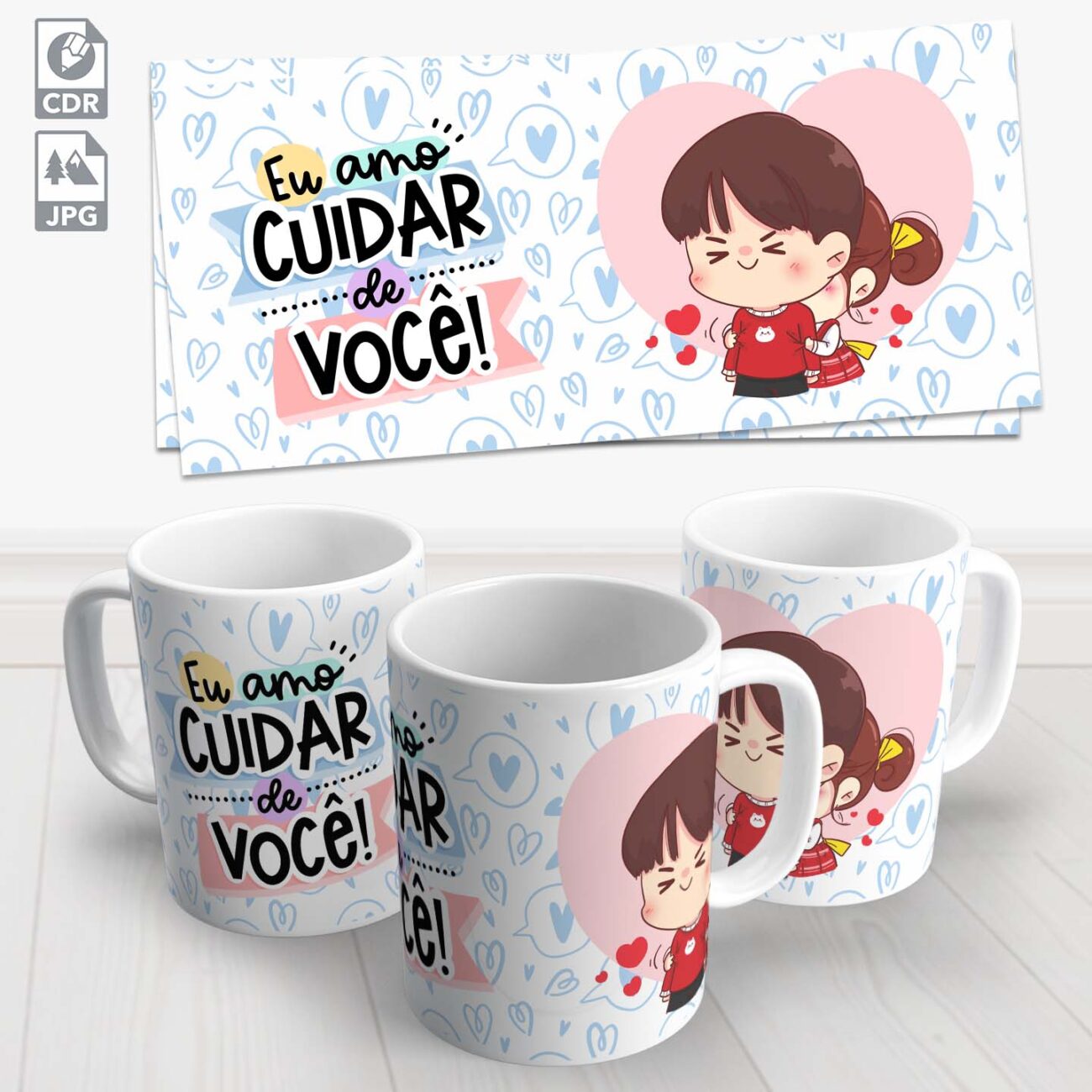 caneca dia dos namorados eu amo cuidar de voce