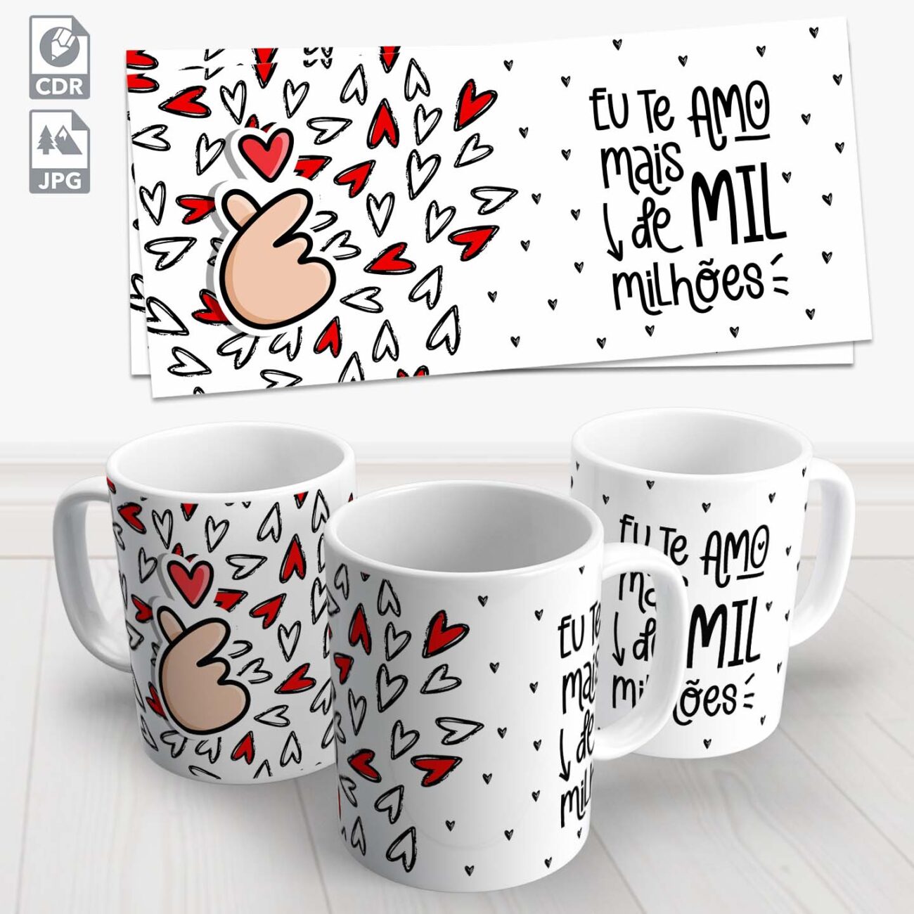 caneca dia dos namorados eu te amo mais de mil milhoes