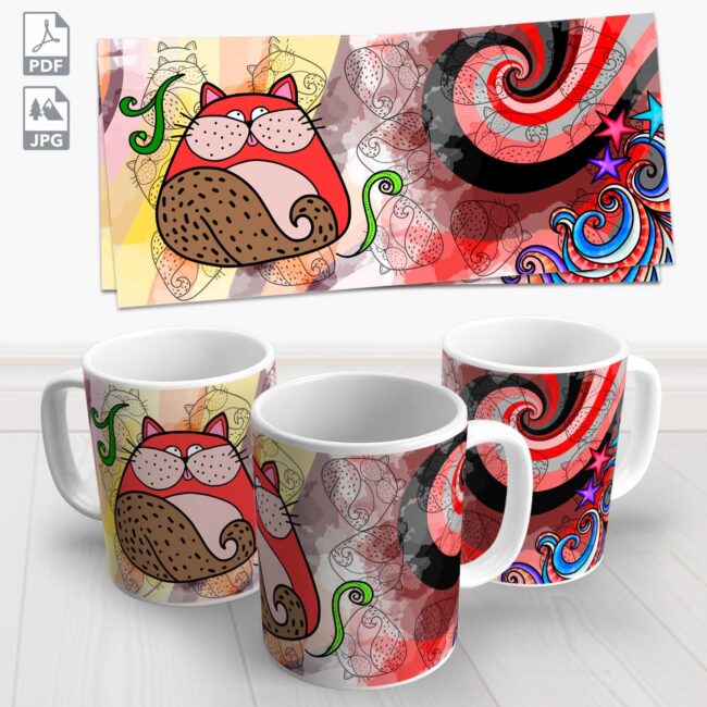 caneca gato colorida 1