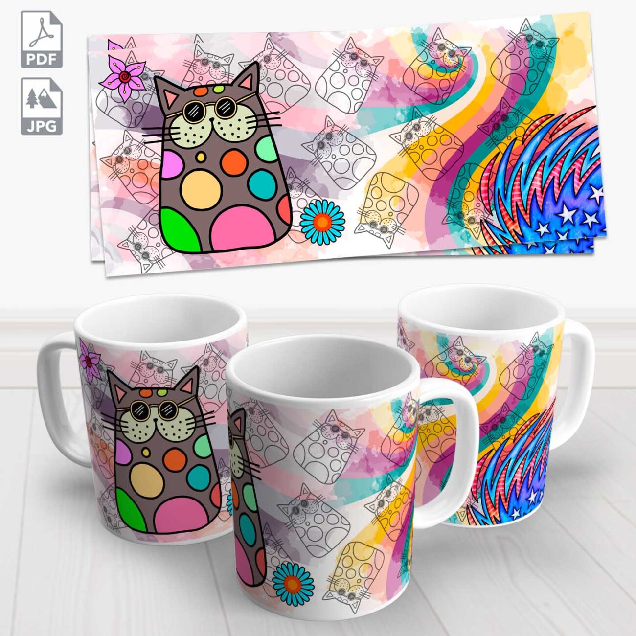 caneca gato colorida 2