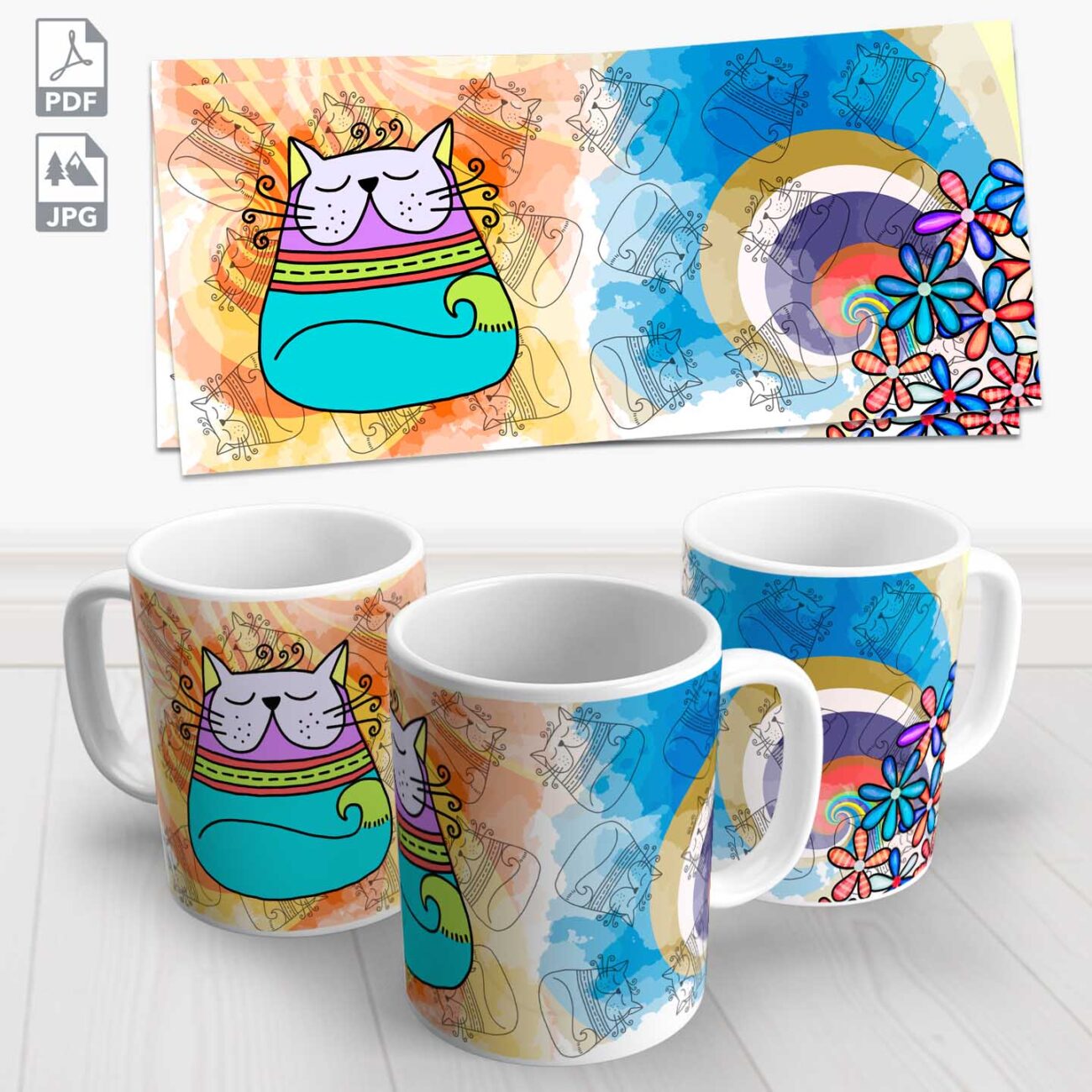 caneca gato colorida 3