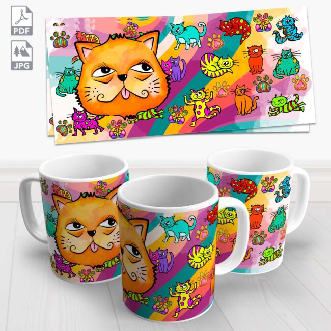 caneca gato colorida 4