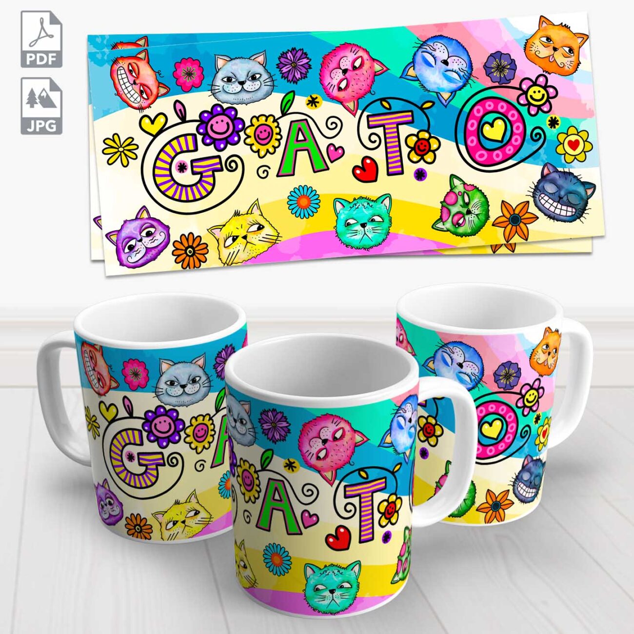 caneca gato colorida 5