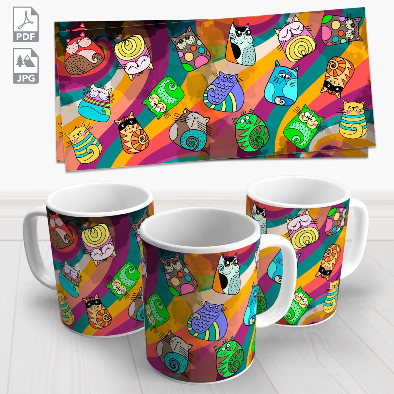 caneca gato colorida 6