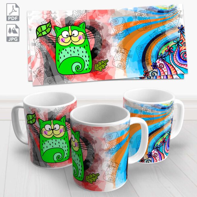 caneca gato colorida 7