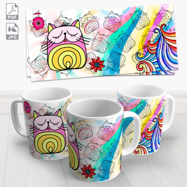 caneca gato colorida 8