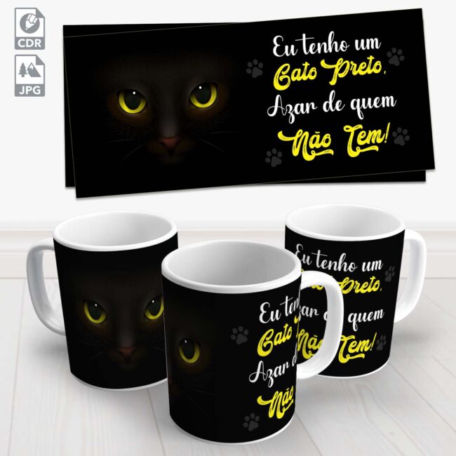 caneca gato preto