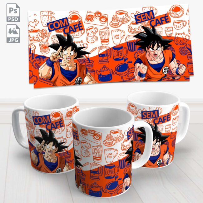 caneca goku com cafe sem cafe