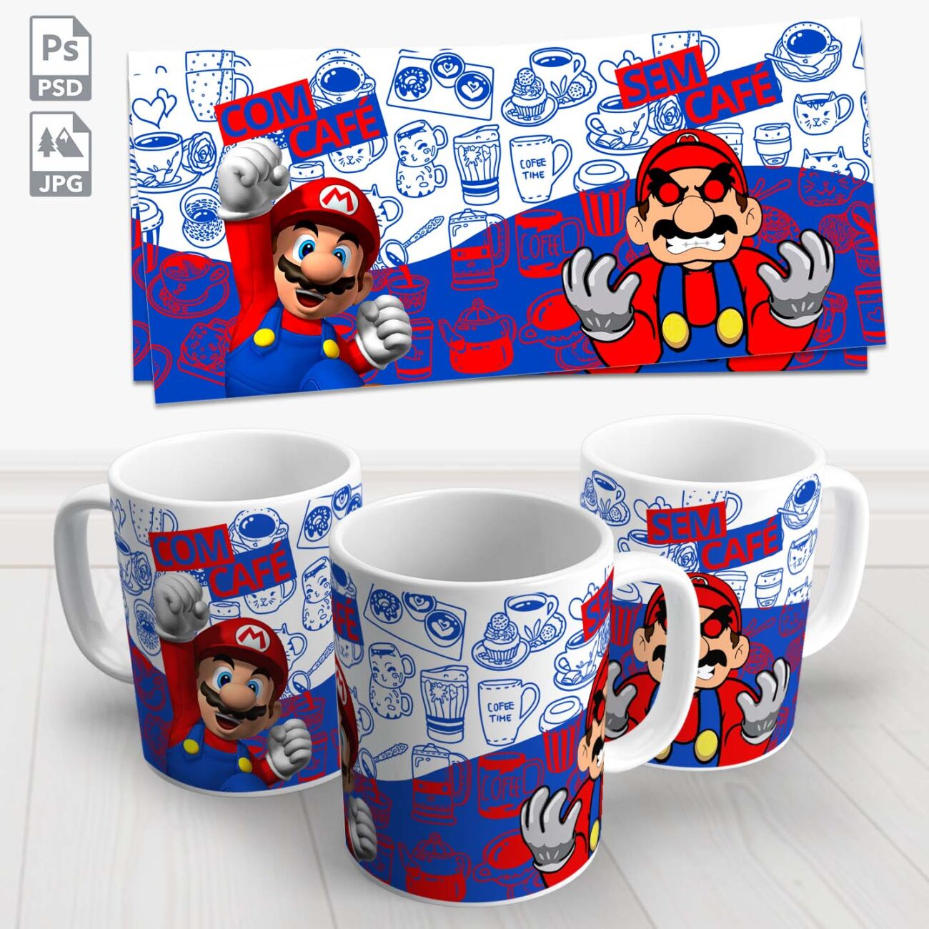 caneca mario com cafe sem cafe