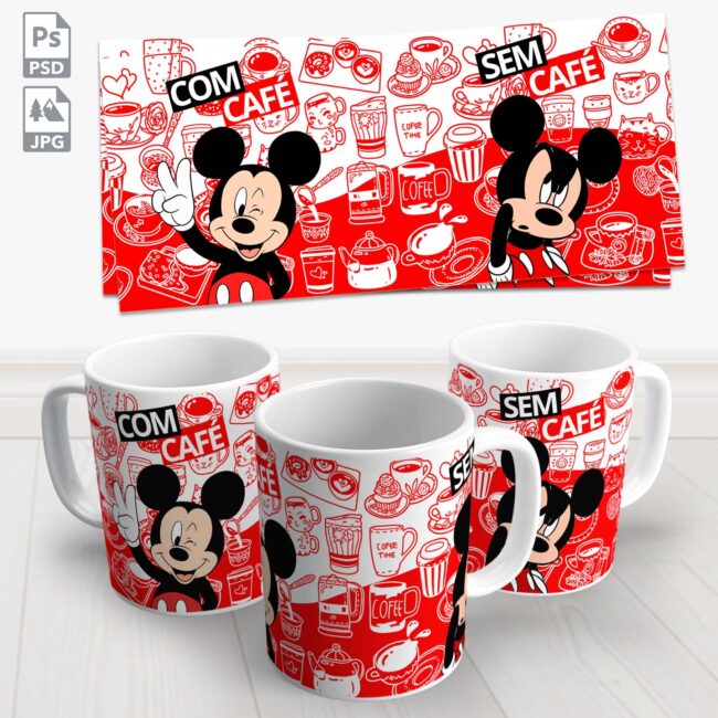 caneca mickey com cafe sem cafe