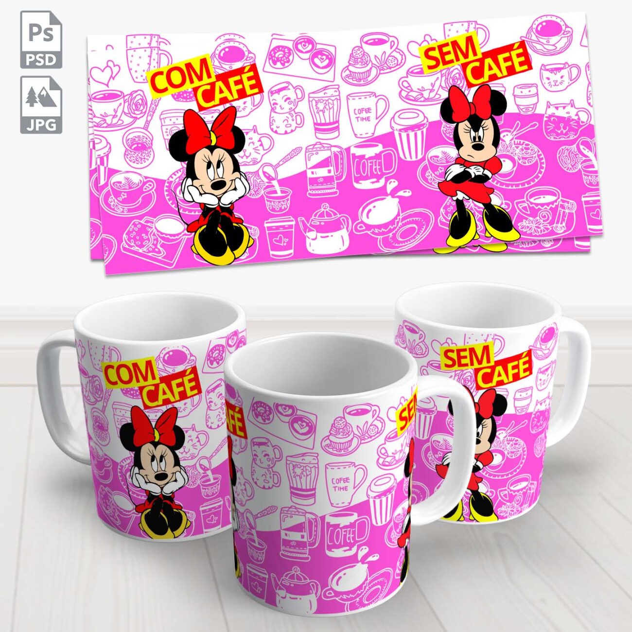 caneca minnie com cafe sem cafe