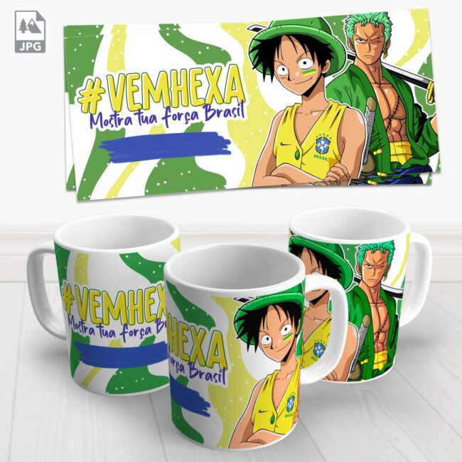 caneca one piece brasil hexa