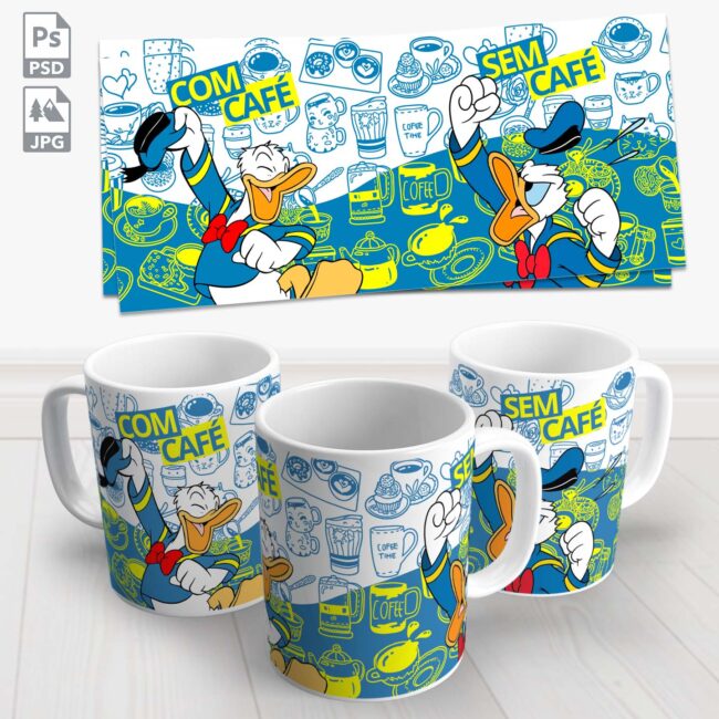 caneca pato donald com cafe sem cafe