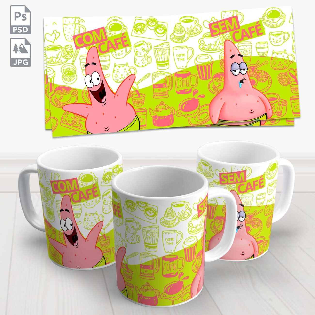 caneca patrick com cafe sem cafe