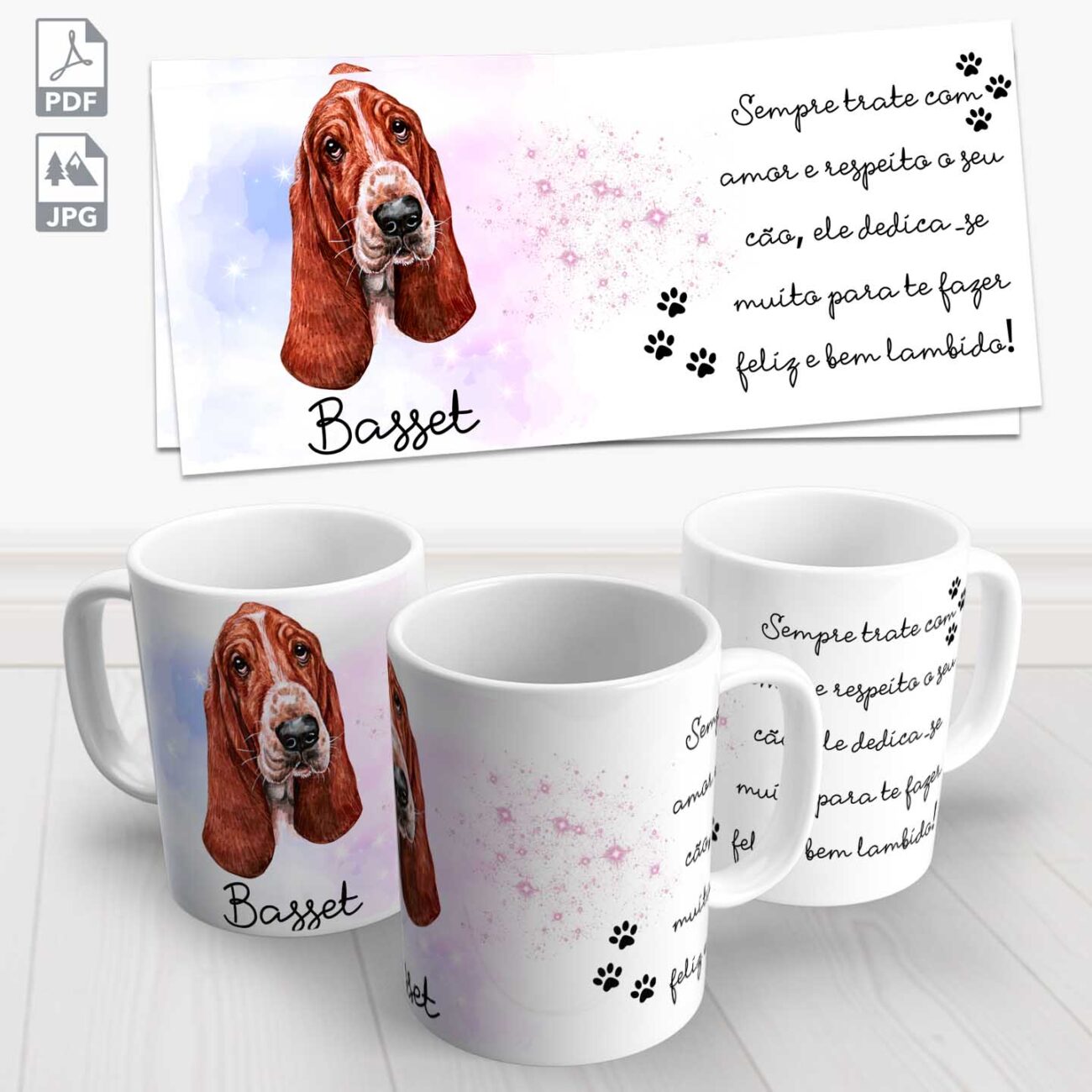 caneca pet basset hound