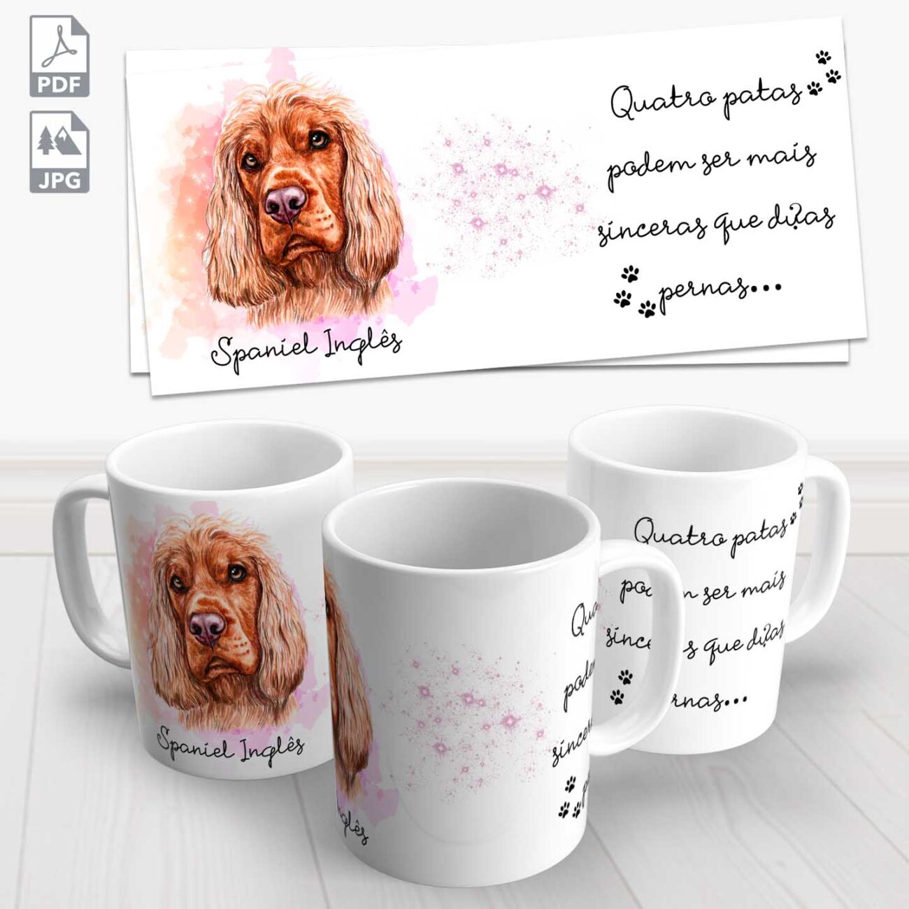 caneca pet cicker spaniel ingles