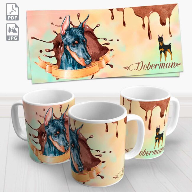 caneca pet doberman