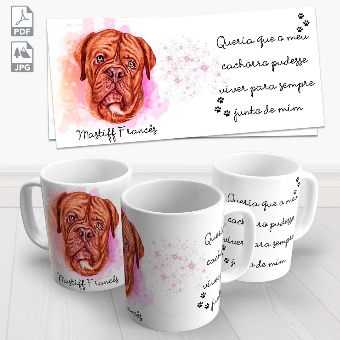 caneca pet dogue de bordeus