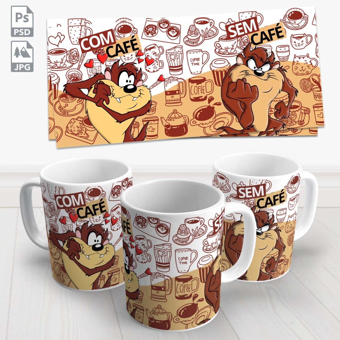 caneca taz mania com cafe sem cafe