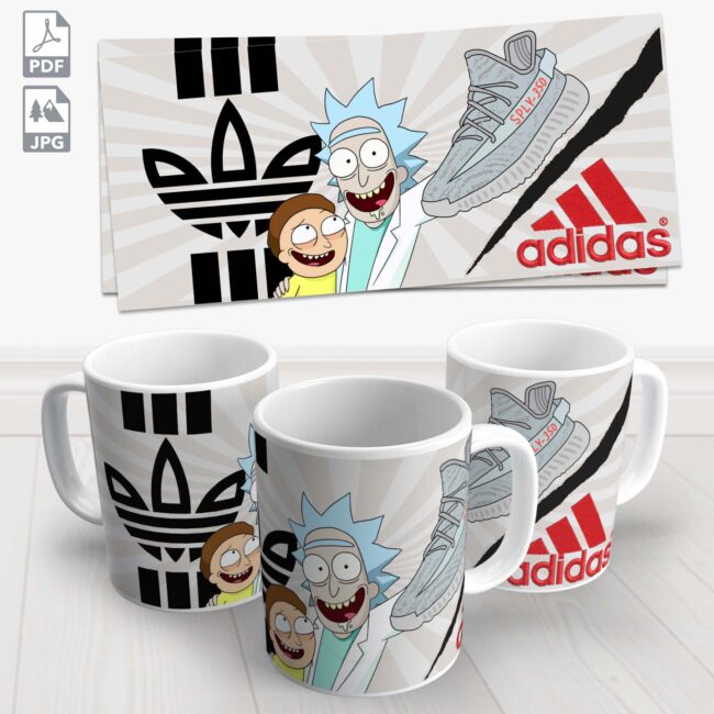 caneca adidas ricky e morty