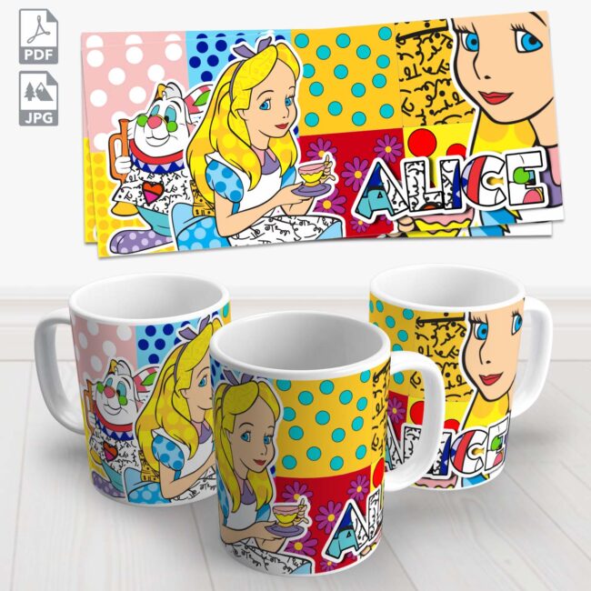 caneca alice colorida