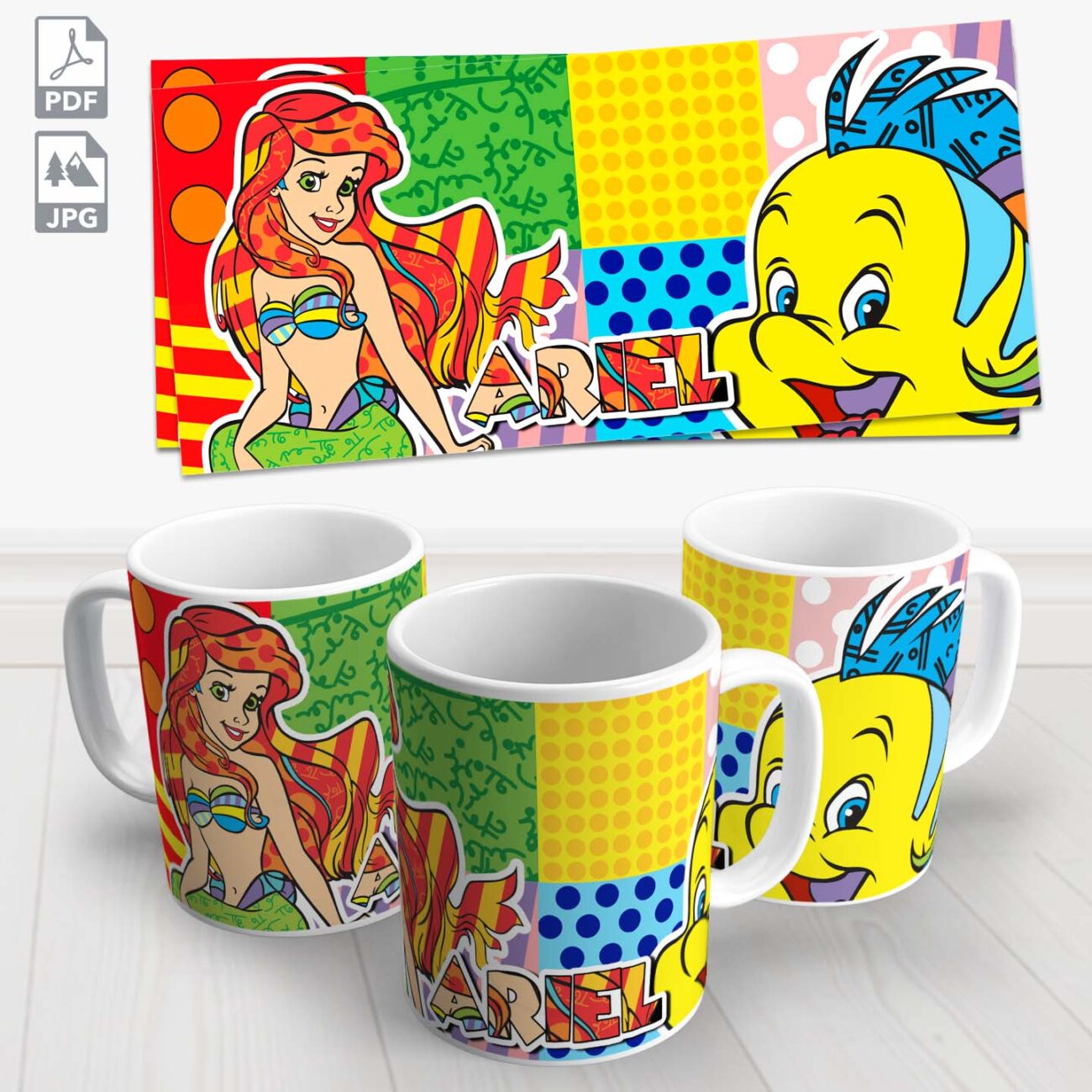 caneca ariel colorida