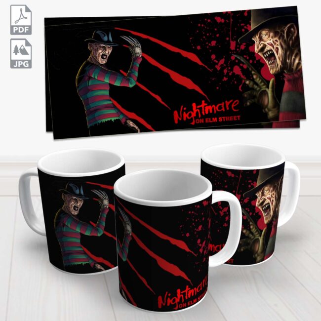 caneca halloween freddy krueger