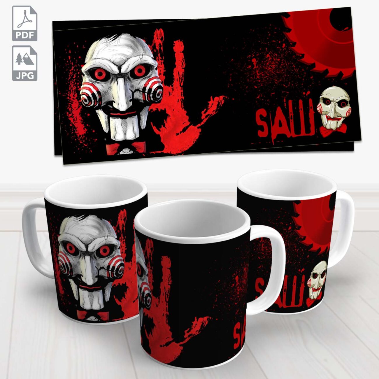 caneca halloween jogos mortais