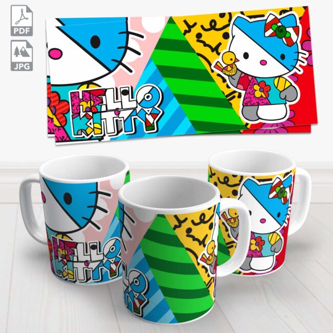 caneca hello kitty colorida