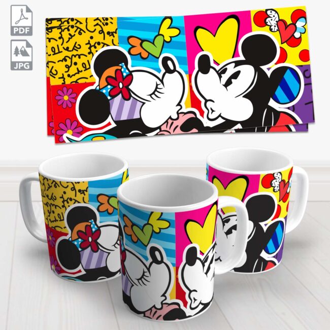 caneca mickey e minnie colorida