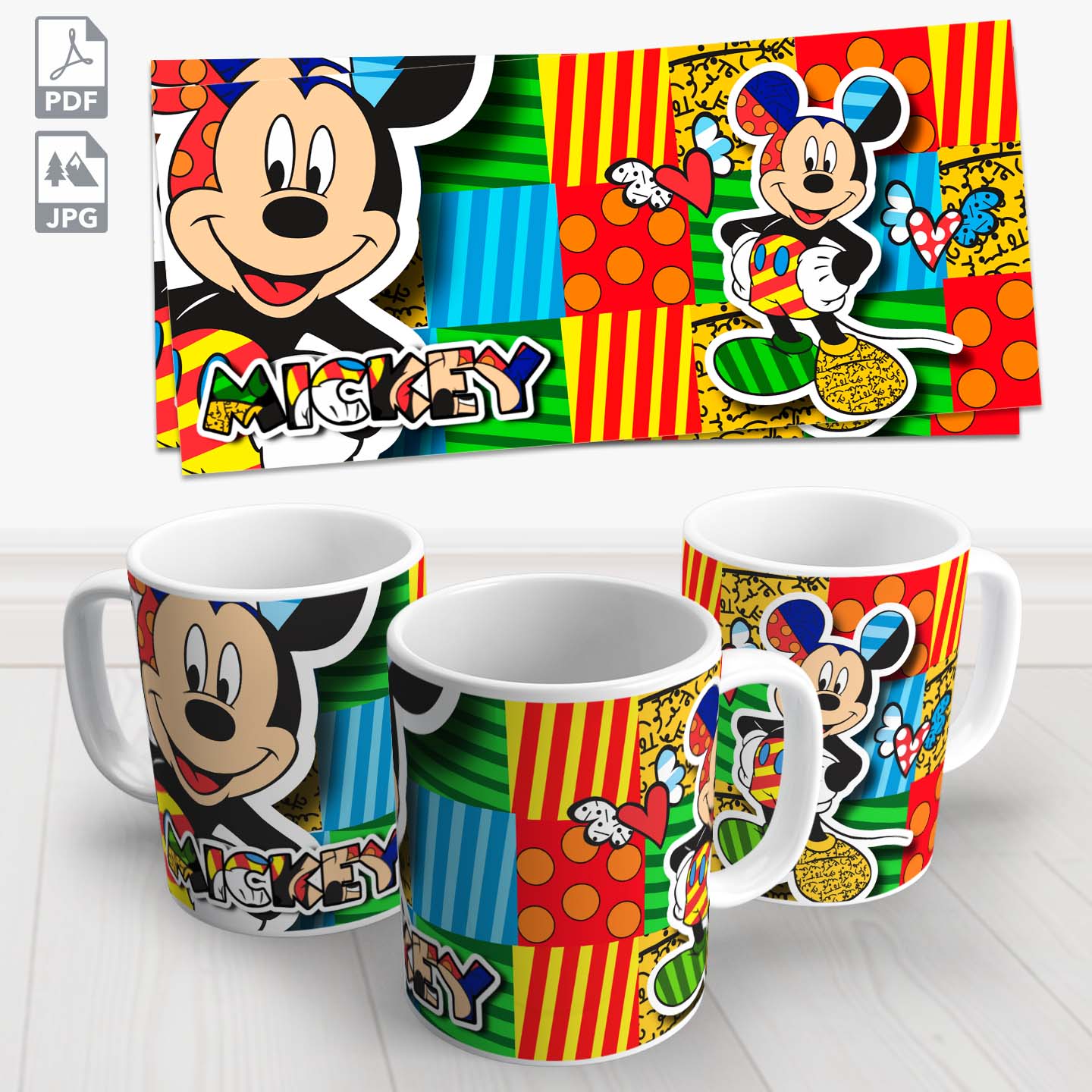 Caneca Cubismo V Mickey Mouse Sublima