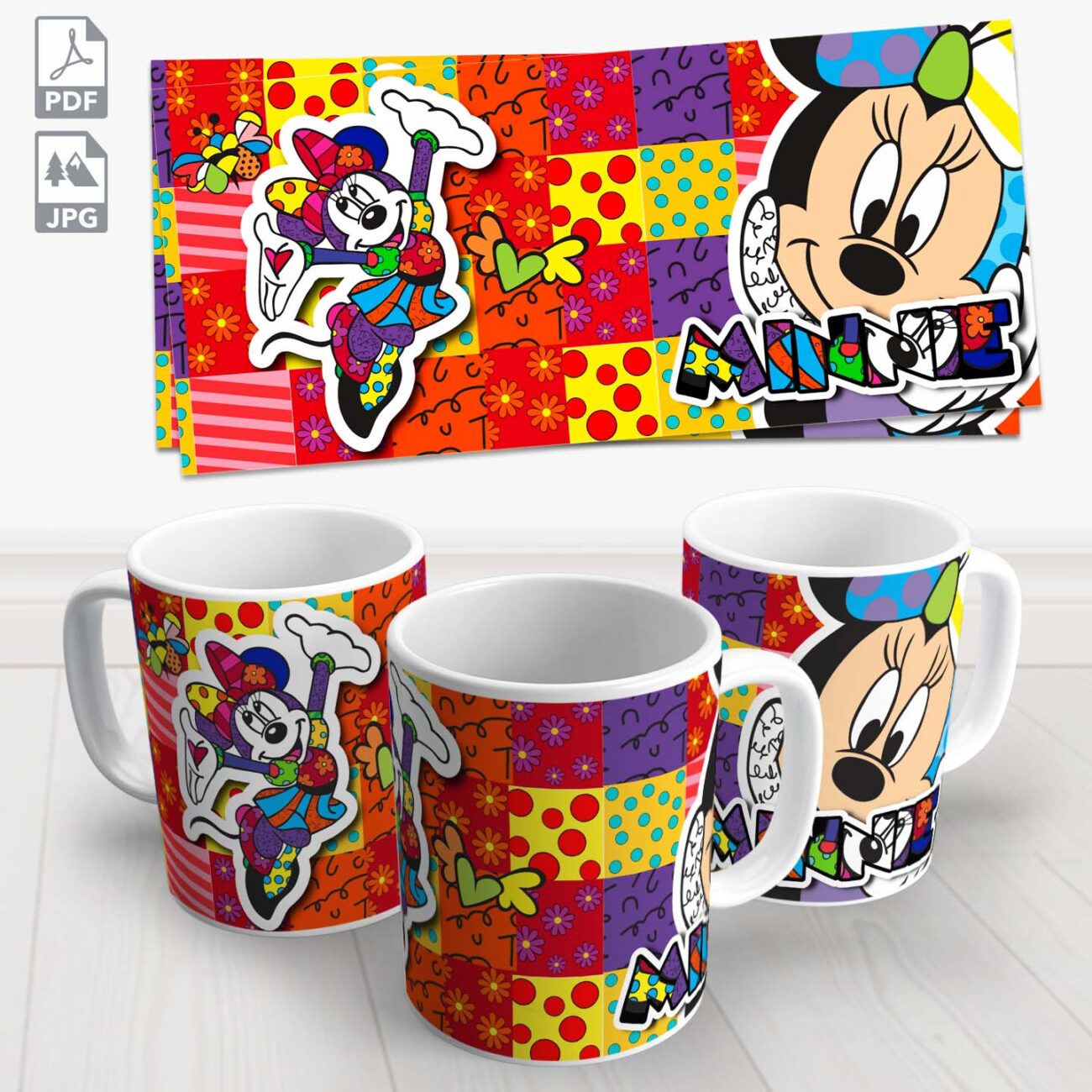 caneca minnie colorida