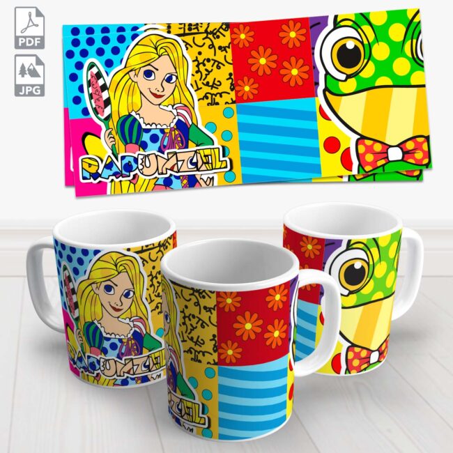 caneca rapunzel colorida