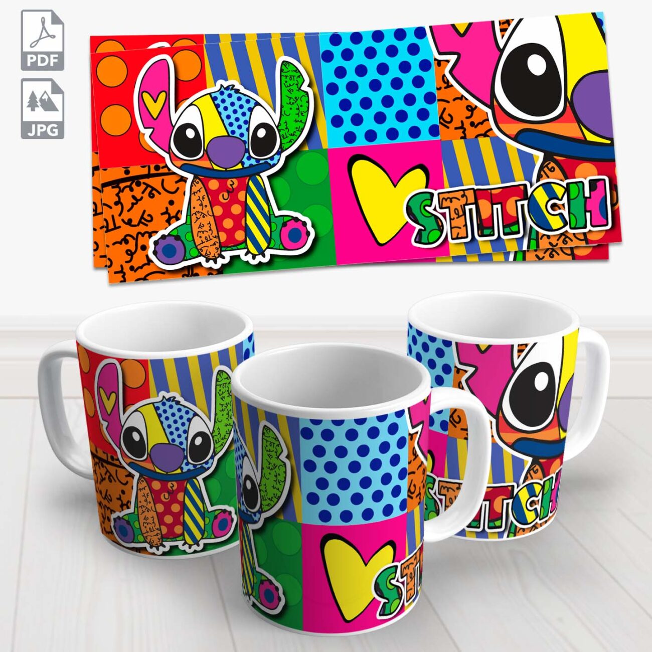 caneca stitch colorida