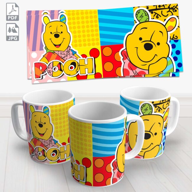 caneca ursinho pooh colorida